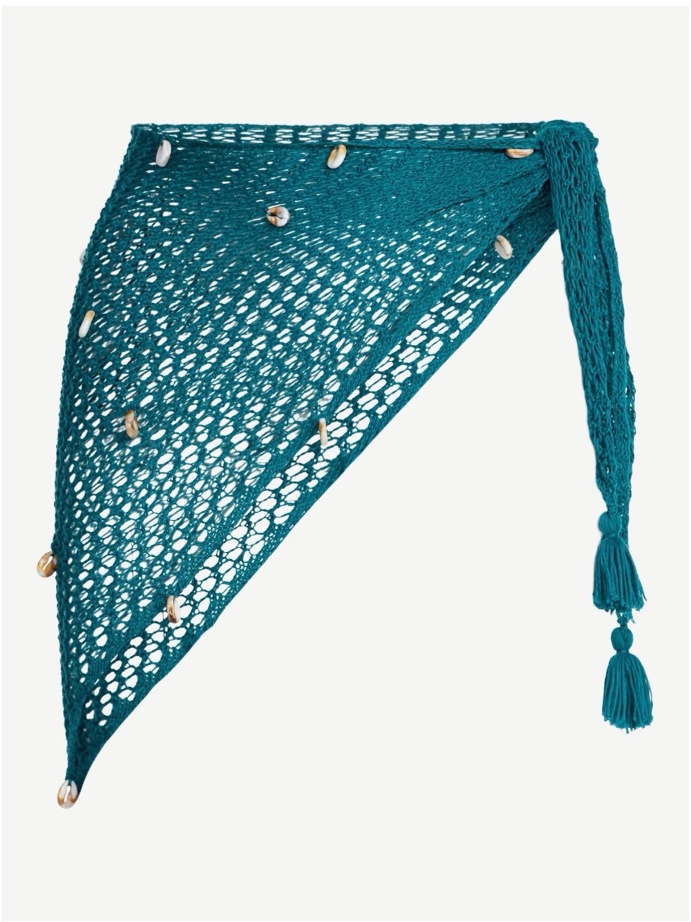 No Boundaries Fishnet Pareo with Faux Shells, One Size, Spruce Forest, Women's - Picture 4 of 6